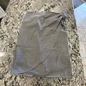 Ralph Lauren Chaps Faux Wrap Side Tie Striped  Knee Skirt Women  14